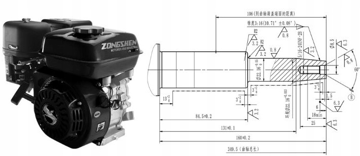 Motor Zongshen GB420 420cc 13,0 Kužeľový Hriadeľ