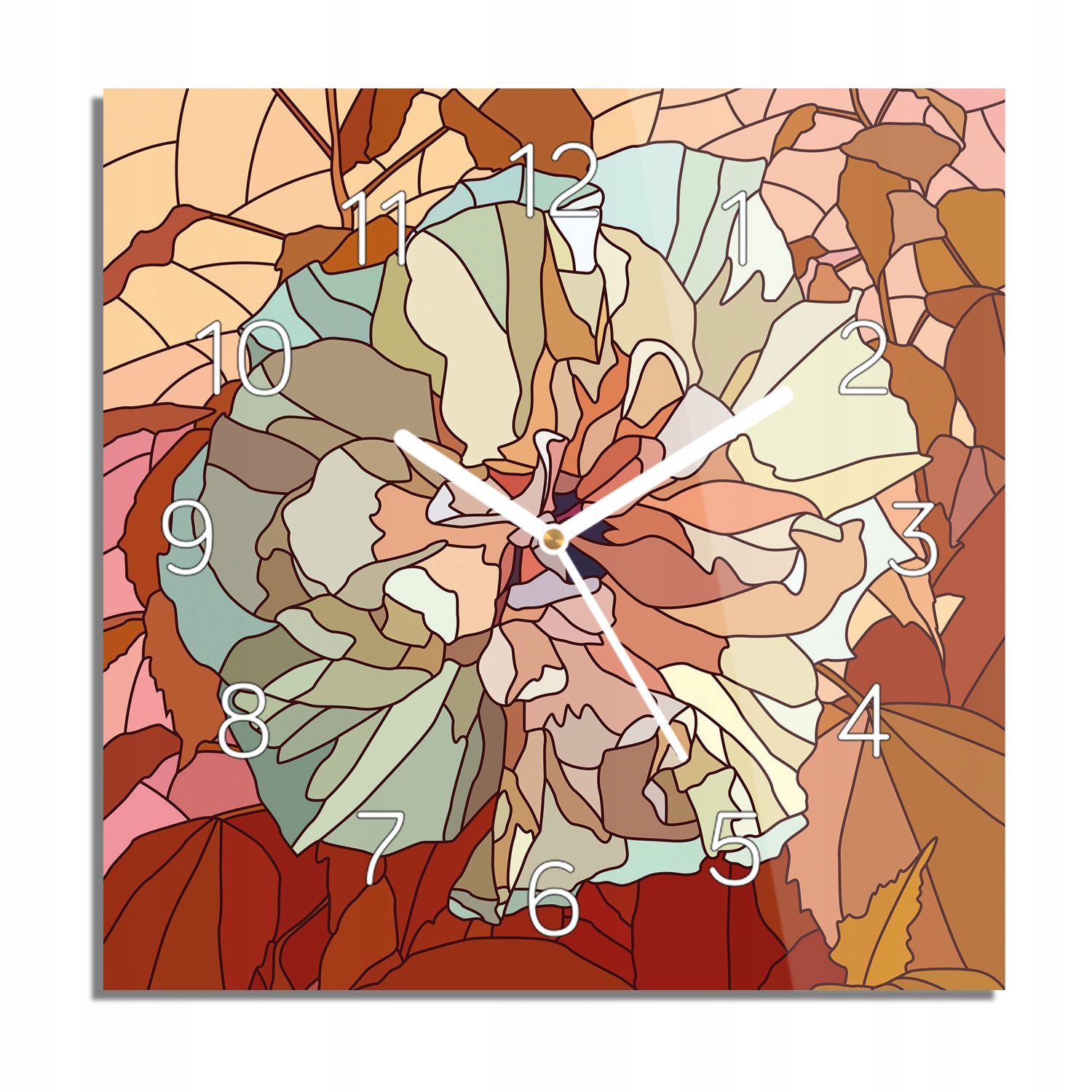 

Witraż hibiskus foto-zegar kwadrat 30x30 ścienny