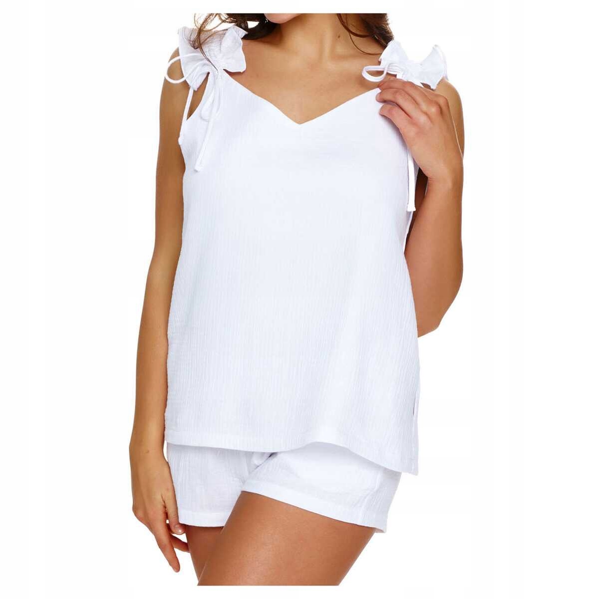 Doctor Nap Dámské bavlněné mušelínové pyžamo krátké 7238 bílé S