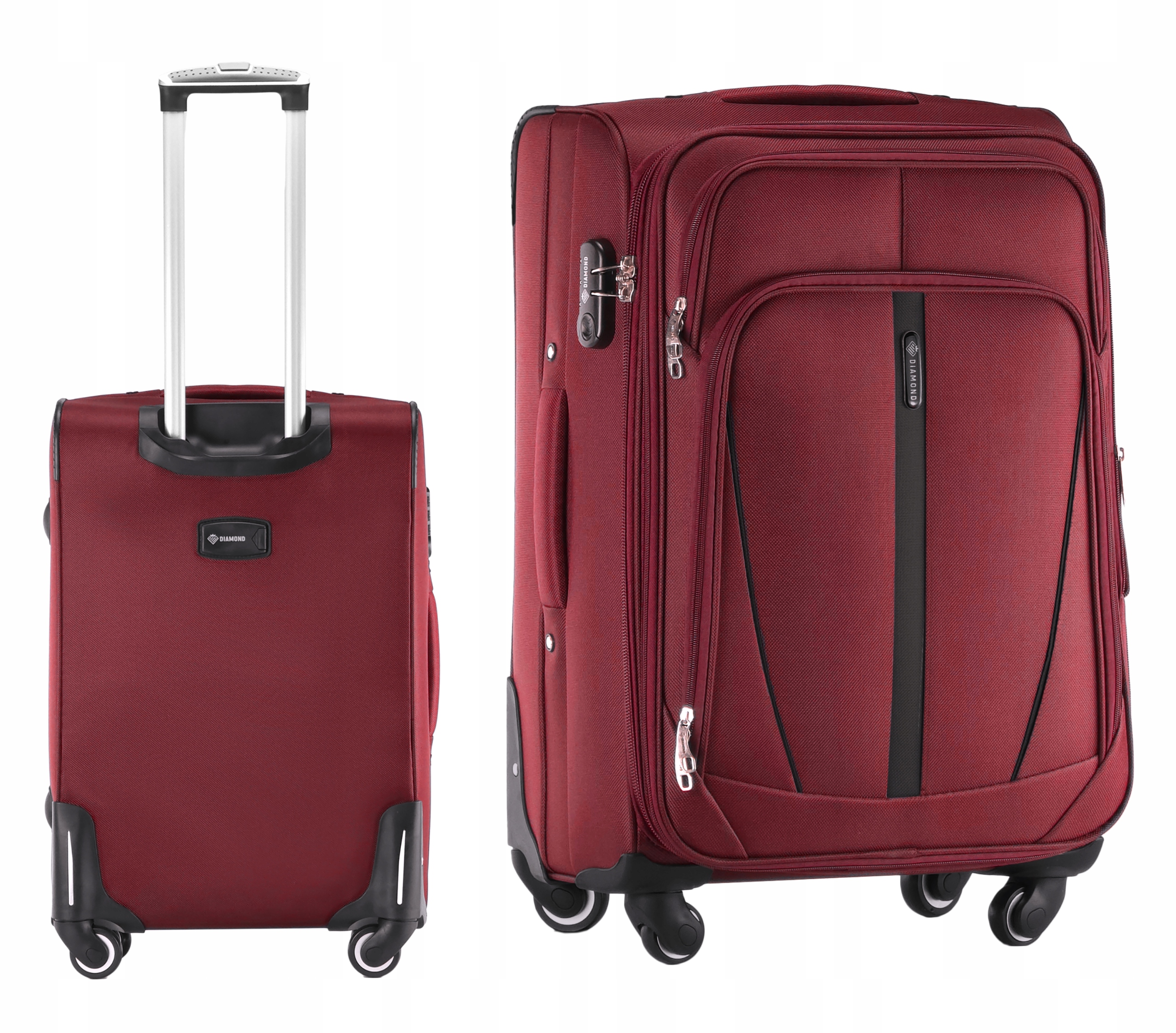 Střední Kufr Na Kolečkách Cestovní Zavazadlo Diamond Red Měkký M 24" C330