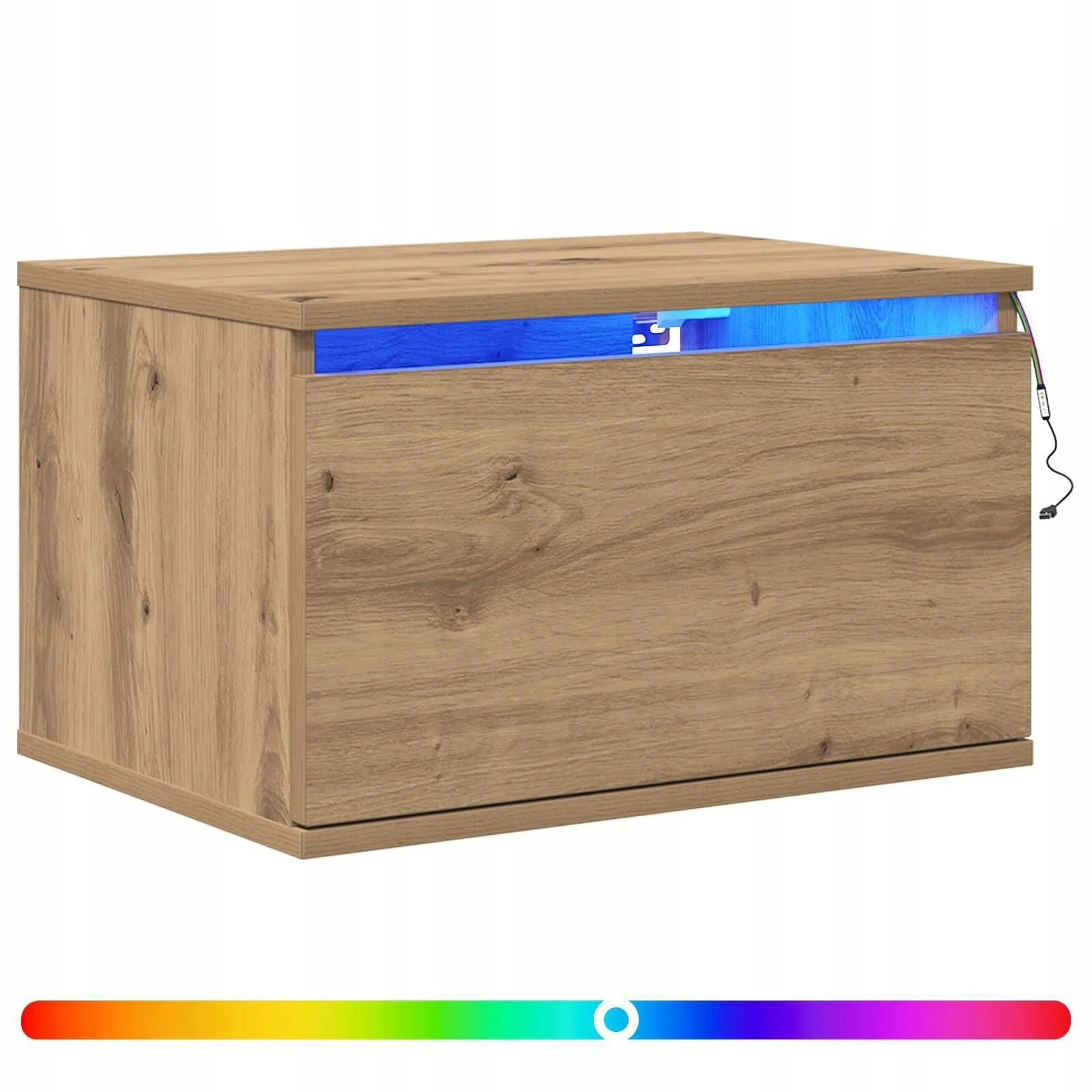 Nočné stolíky s Led lampami 2 ks montované na stenu z dubového remeselníka