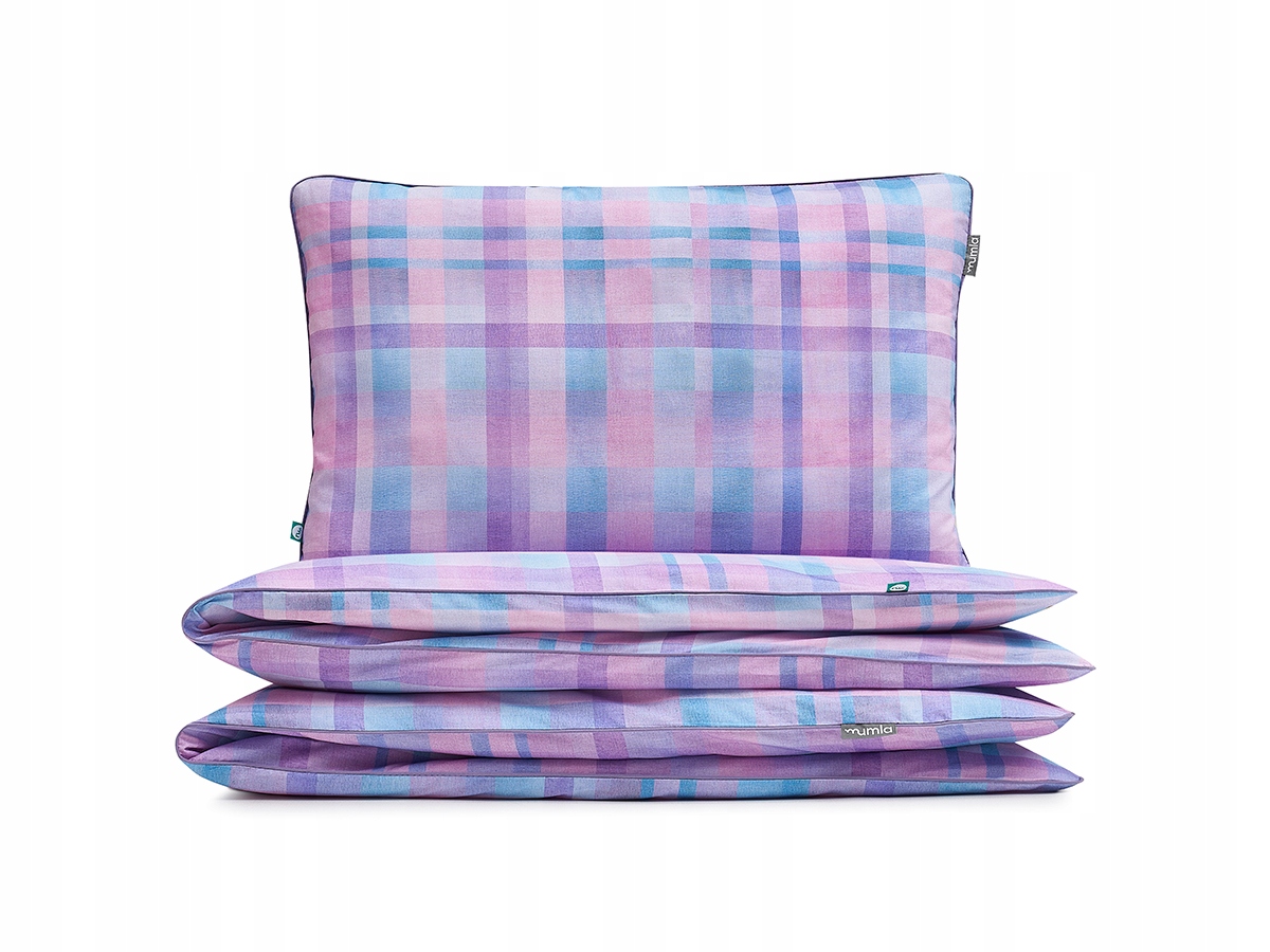 Posteľná Bielizeň Ružovo-Modrá Kocka 140x200 cm 1x 60x50 cm Mumla