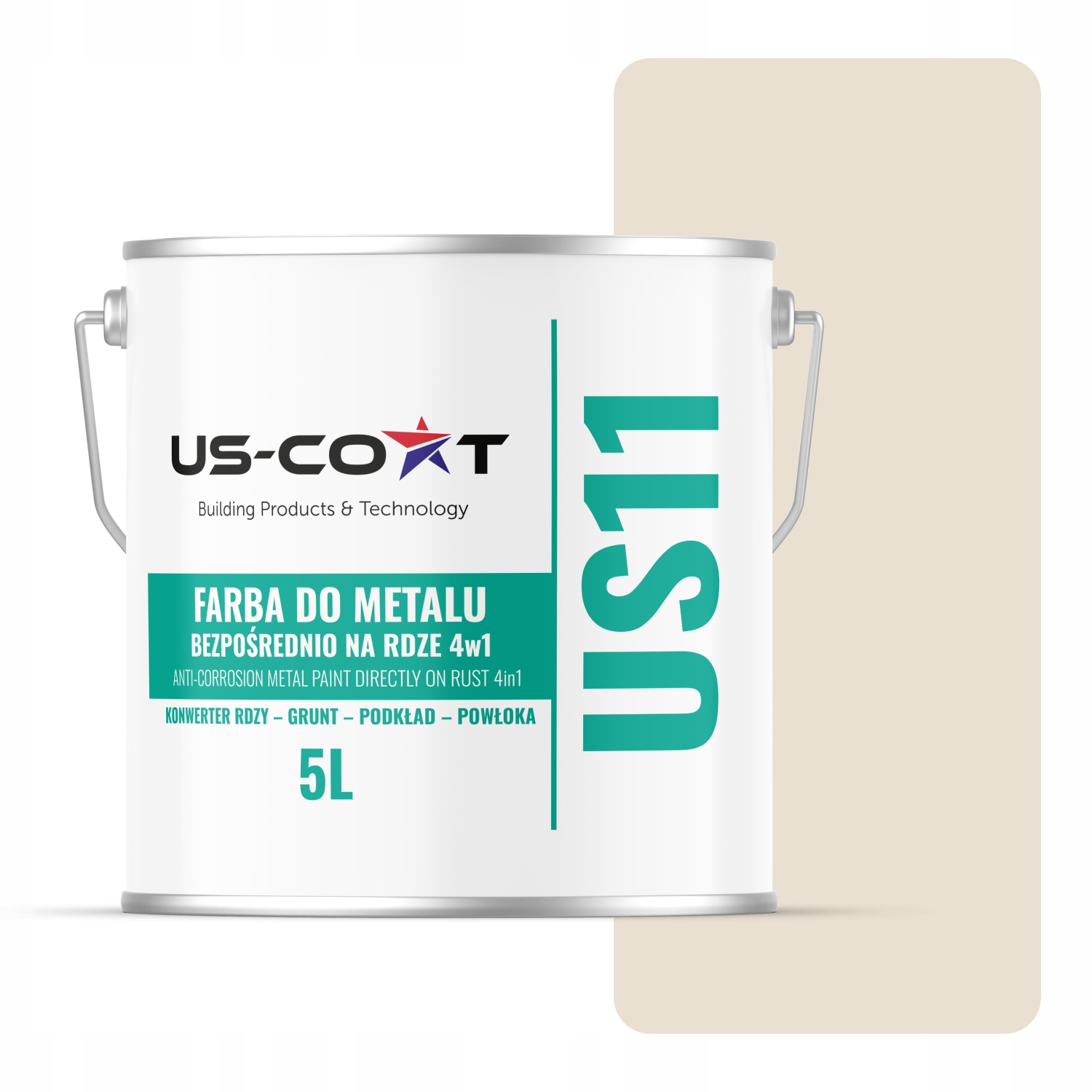 Farba Na Kov Na Hrdzu Plech Pozinkovaná 4v1 Krémová Farba RAL9001 Satén 5L