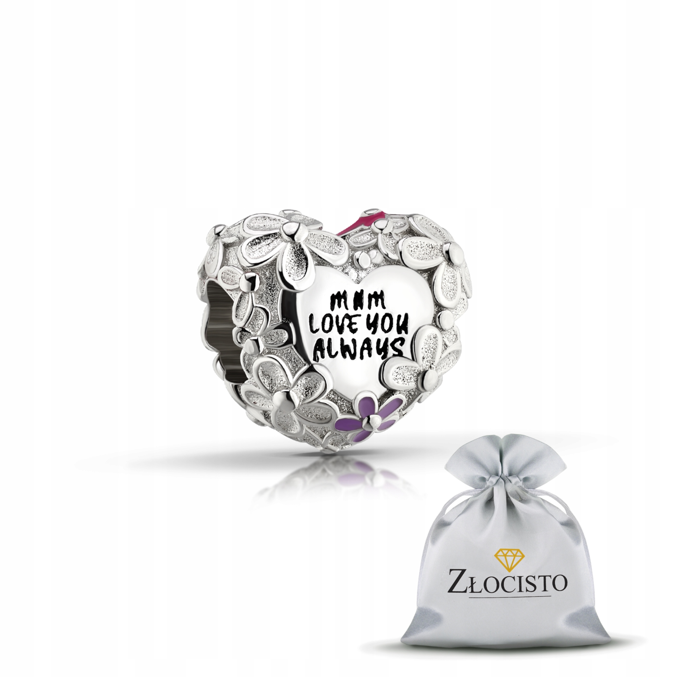 Stříbrný Korálek Bead Charms Stříbro 925 Srdce S Nápisem Mum Love You Always