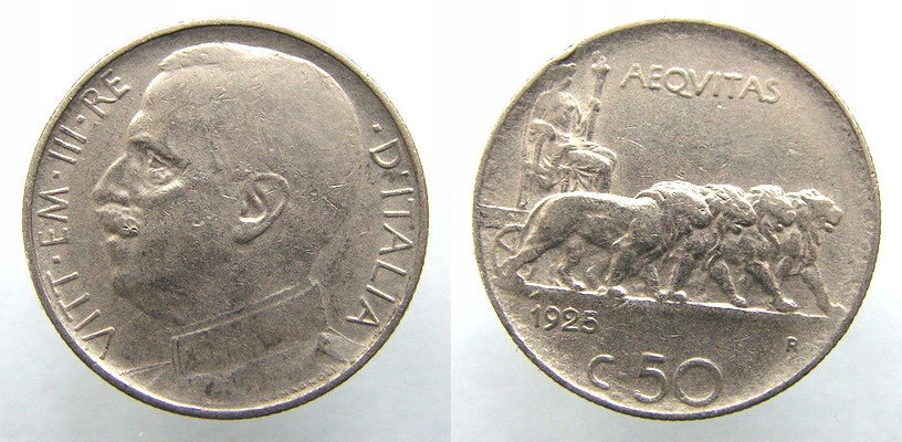 5211. WŁOCHY, 50 CENTESIMI 1925 R