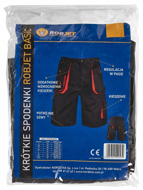 KRÓTKIE SPODENKI ROBOCZE SZORTY MONTERSKIE r.56 Długość spodni krótkie