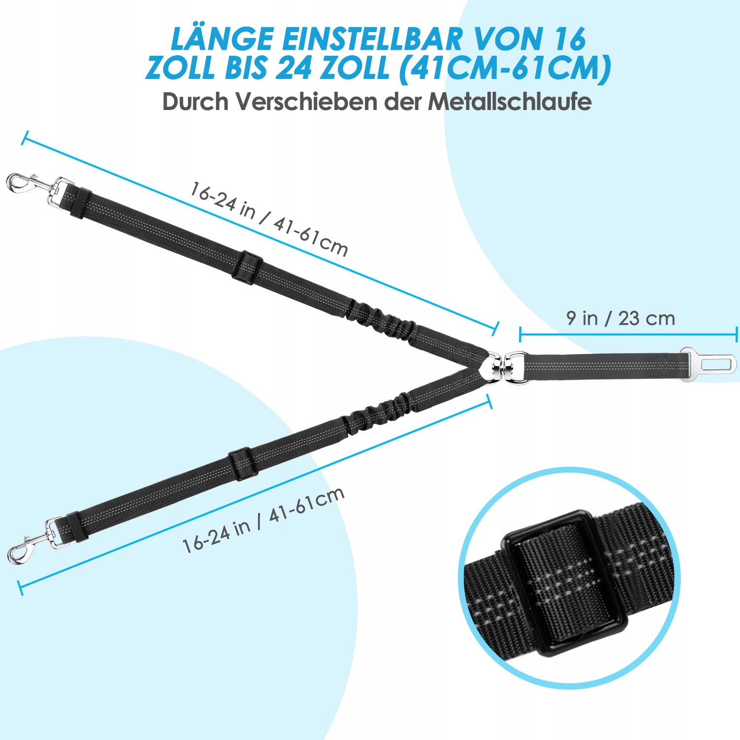 SLOWTON Pas Bezpieczeństwa Dla Psa Do Samochodu Regulowany Odbijający V2 — miniatura 7
