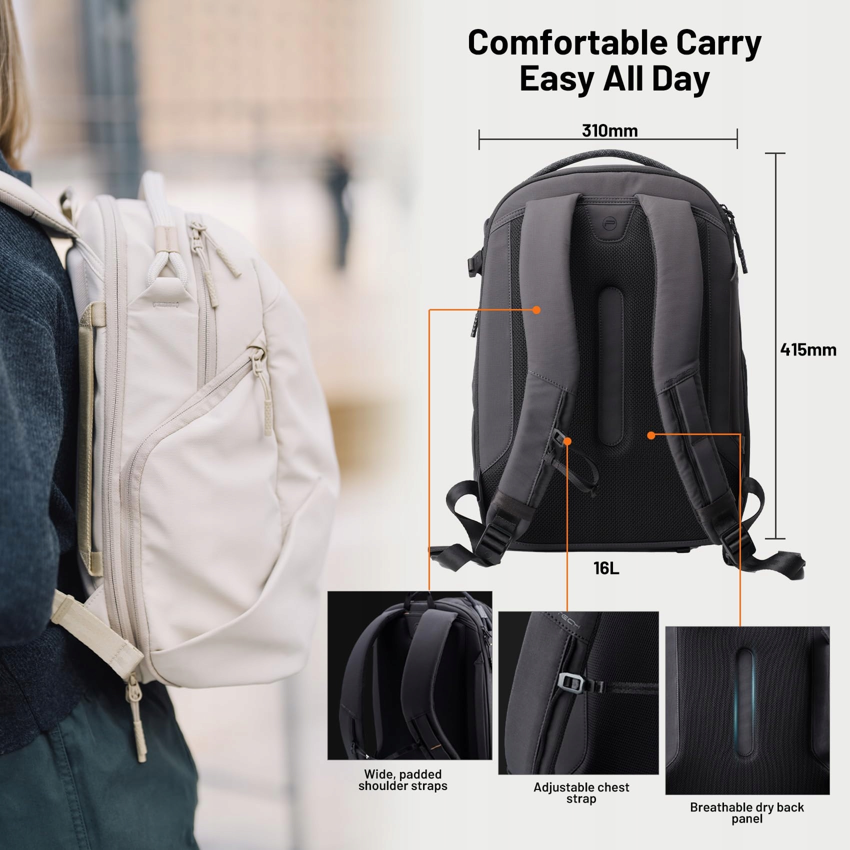 OneGo Lite 16L Waterproof Camera Backpack, Fits 14" Laptop — miniatura 5