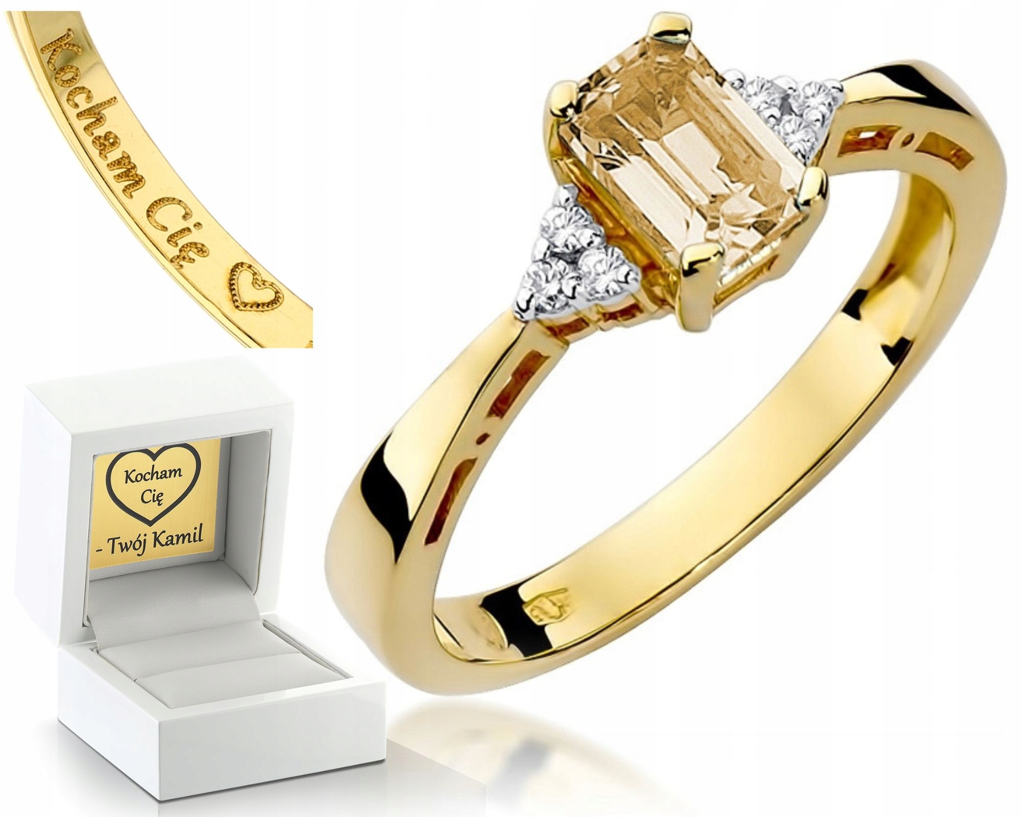 Prstýnek S Citronem A Brilianty Gravírování Bonus