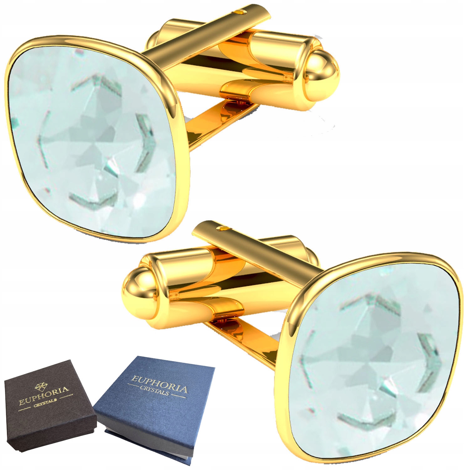 Manžetové knoflíčky Košile Pozlacené Stříbro 925 Křišťál Dárek pro manželku