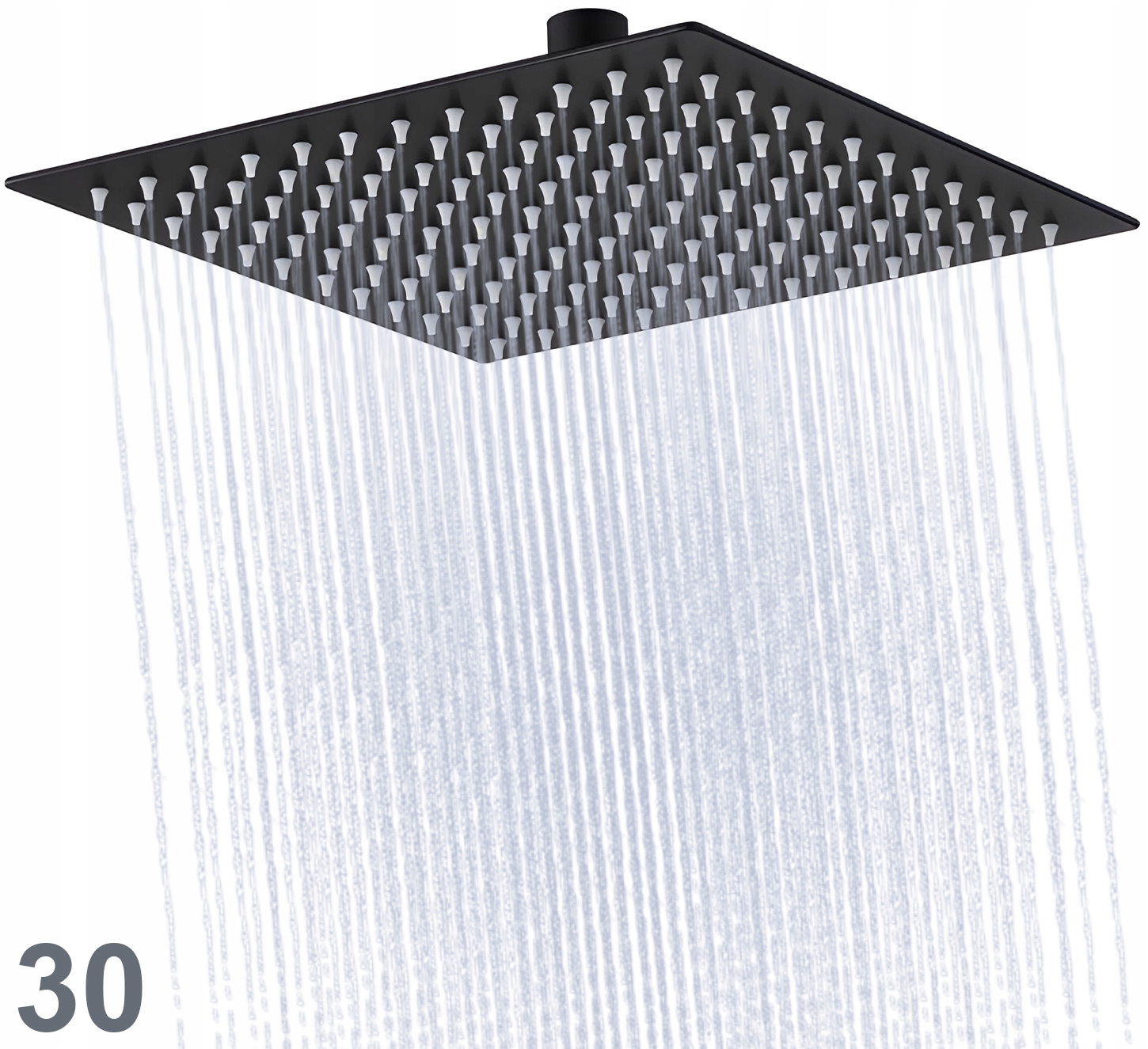 Sprchová Dešťová Sprcha Ocelová Tenká čtvercová 30 cm Černá sprchová