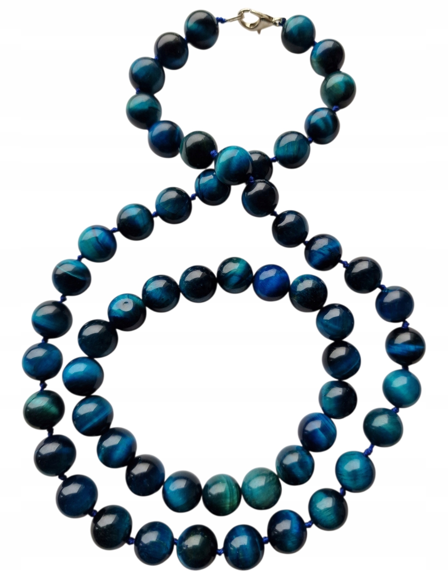 Vintage Tygří Oko Modré Komplet Náramek Náhrdelník Dobrá Aura