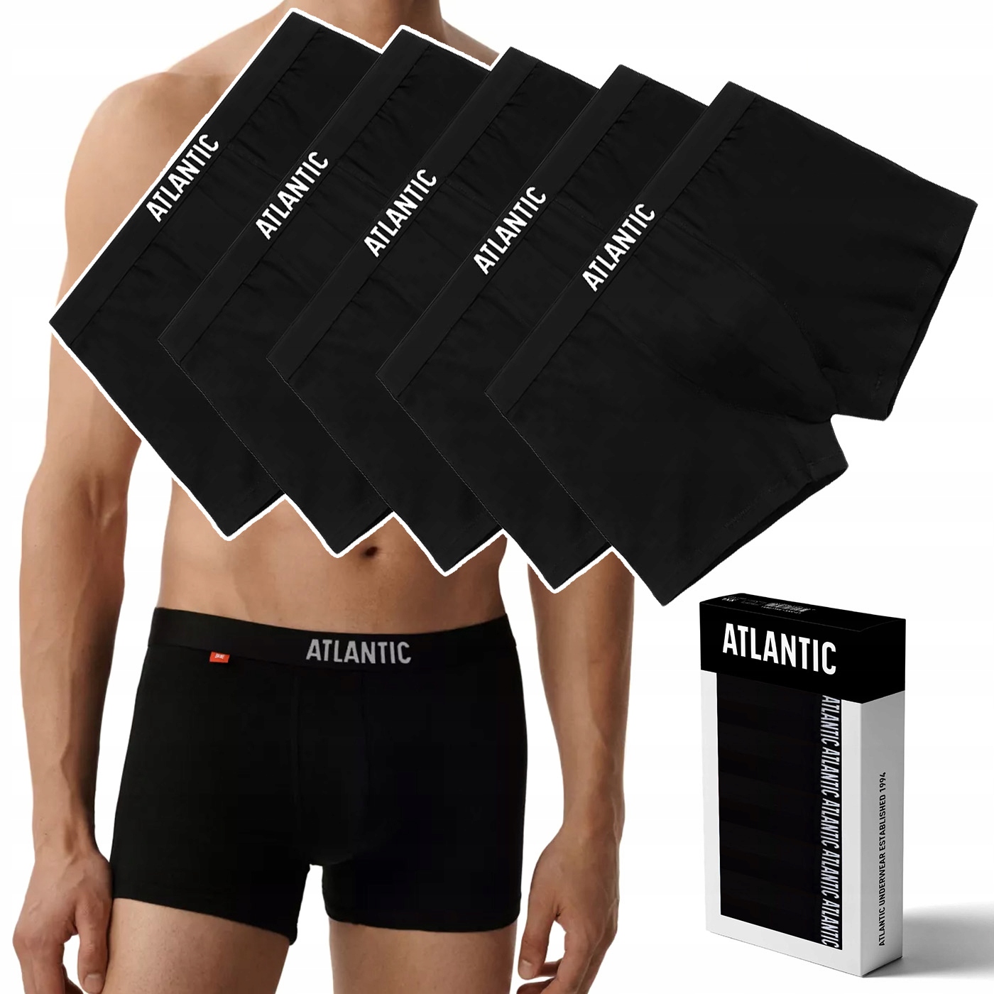 Pánské boxerky 5 Par Sportovní bavlněné šortky Atlantic 5BMH-011 L