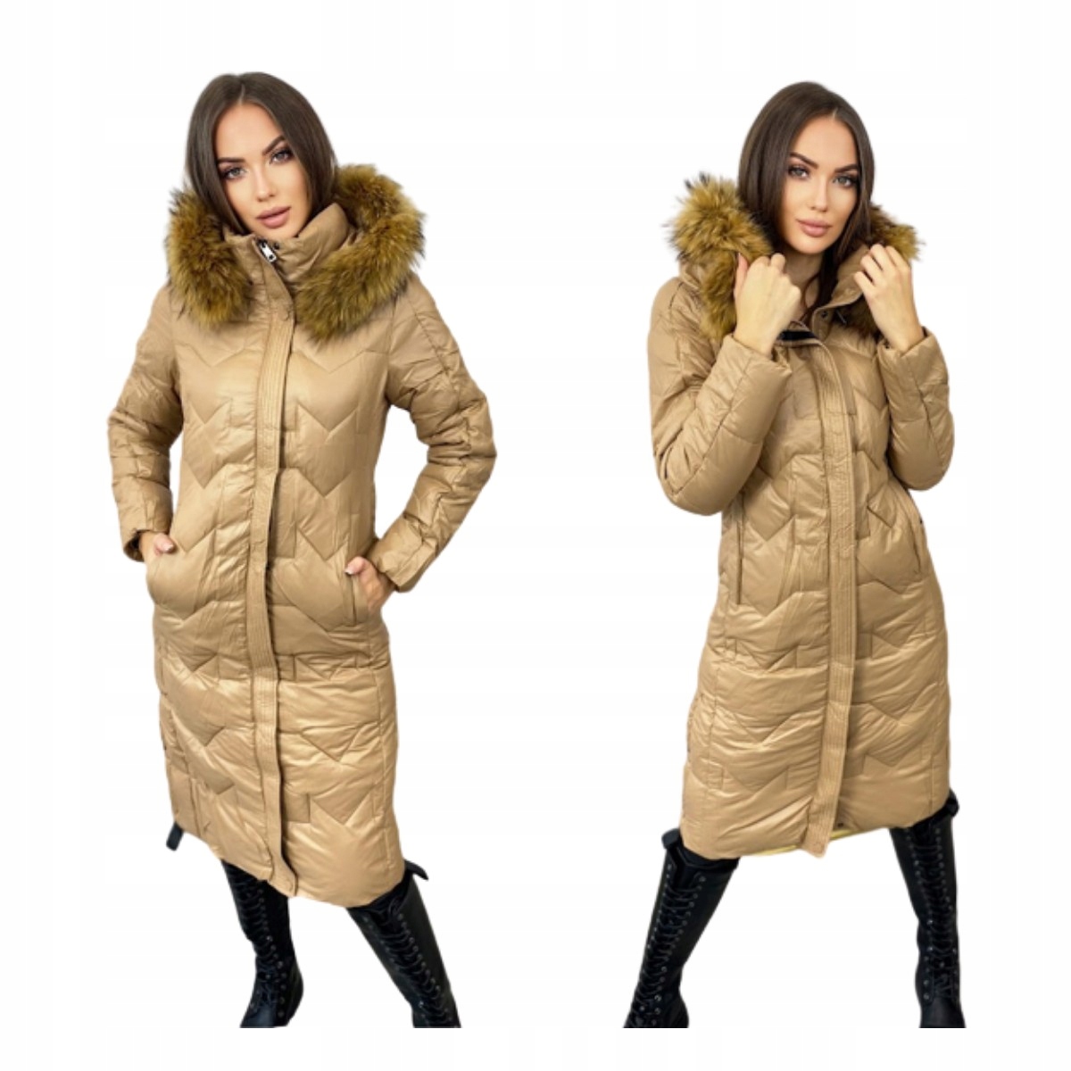 Zimní Bunda Maxi S Kapucí Cirros Camel XL/42