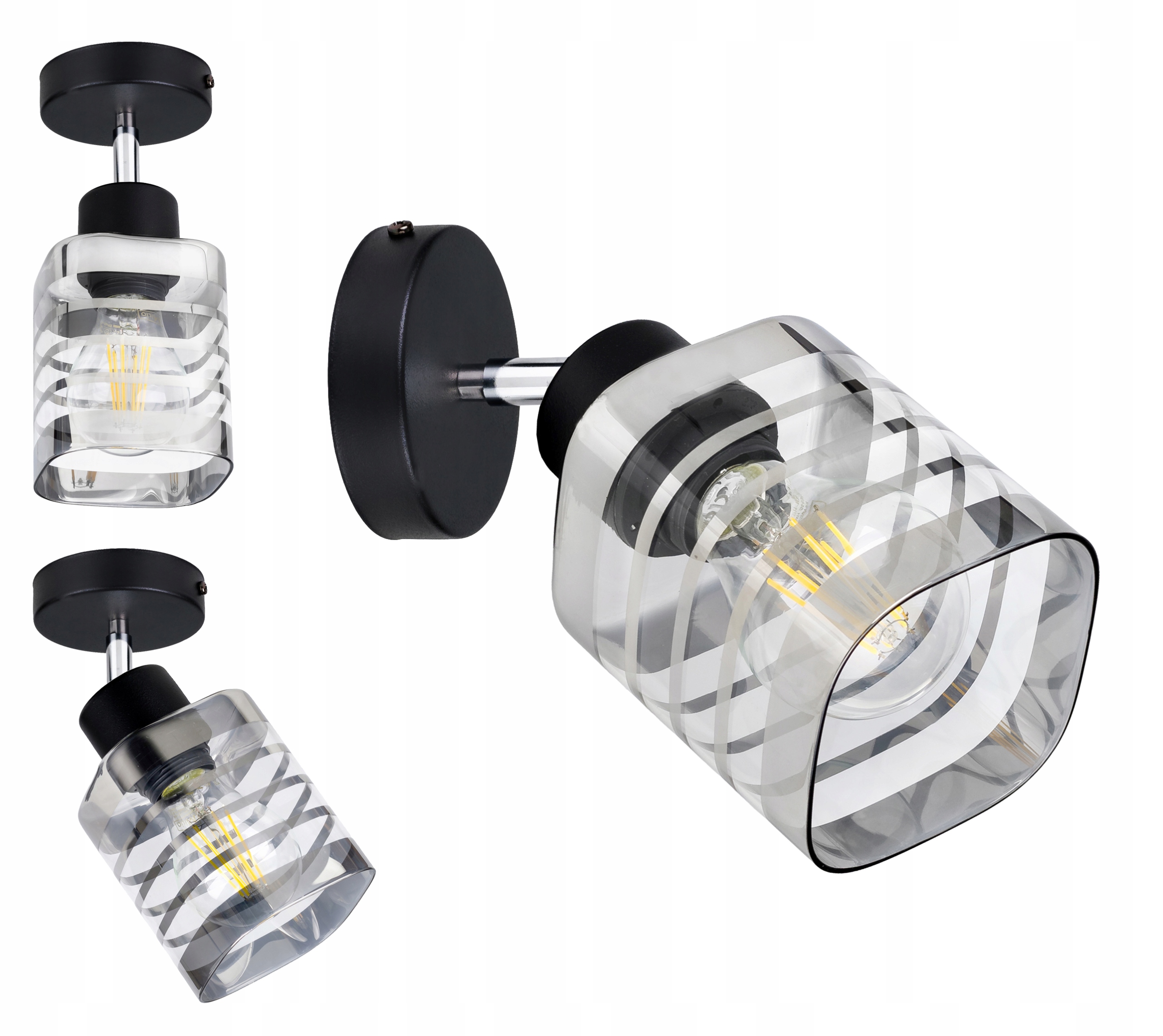 

Lampa Kinkiet ścienny ruchomy loft klosz Szklany