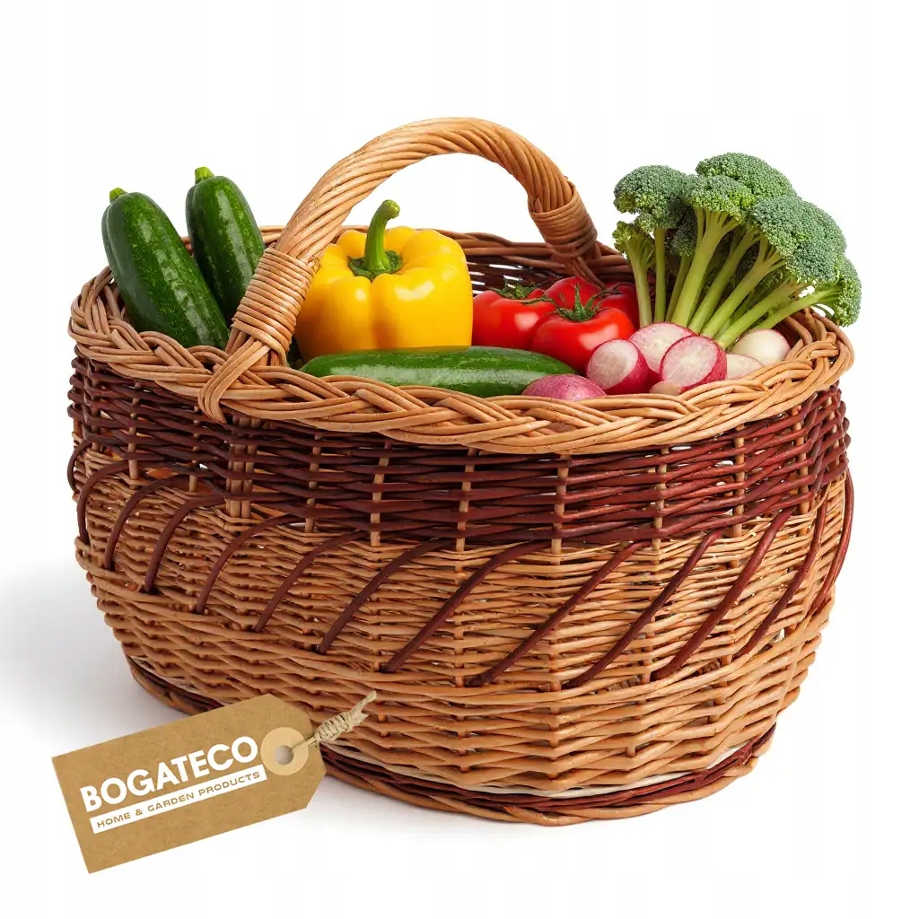 Proutěný Koš Na Nákupy Piknik Houby Velký Propletený, Hnědý