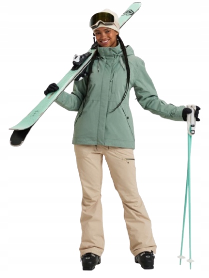 Roxy Zelená Bunda S Kapucí Pro Lyžařskou Sezónu L J9B