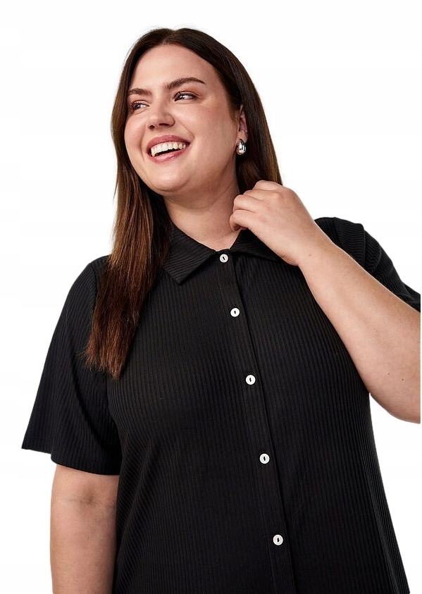 Zizzi Pohodlné Šaty Dlouhé Knoflíky 682A 52