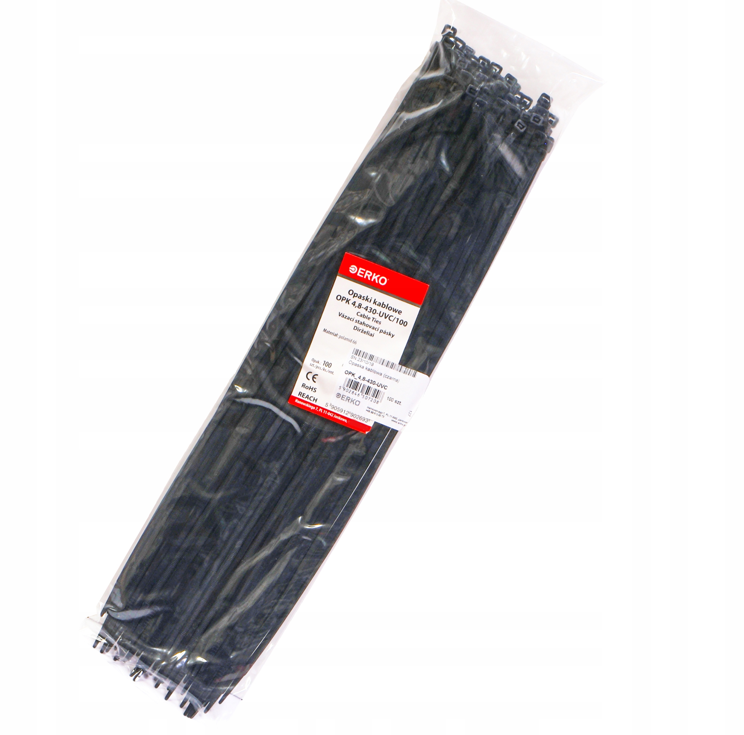 

opaska zaciskowa czarna Opk 430 4,8 100szt Uv Erko