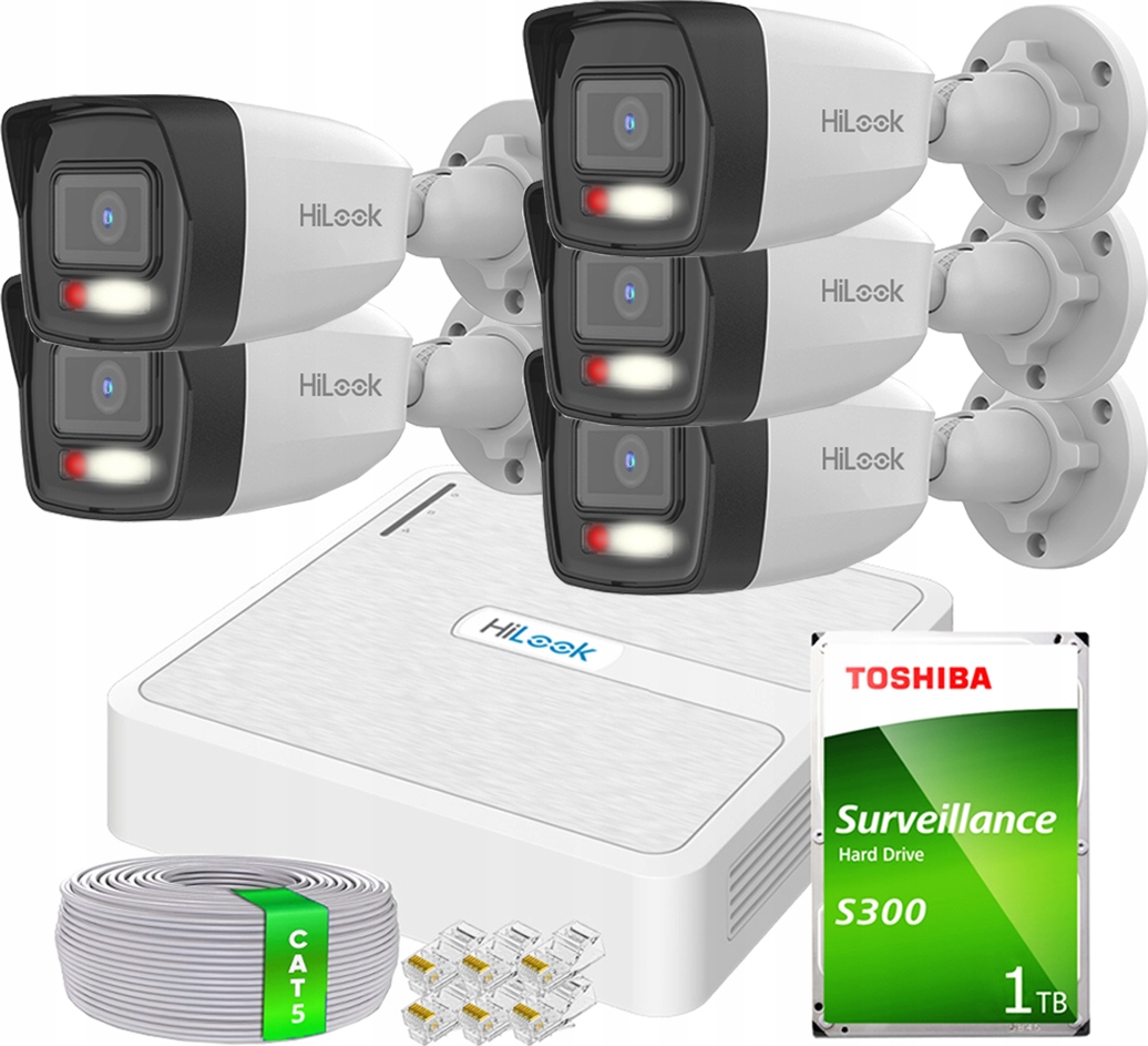 Sada monitorování Ip 5 kamer 2Mpx PoE pro rozšíření rekordéru 8CH Hdd 1TB