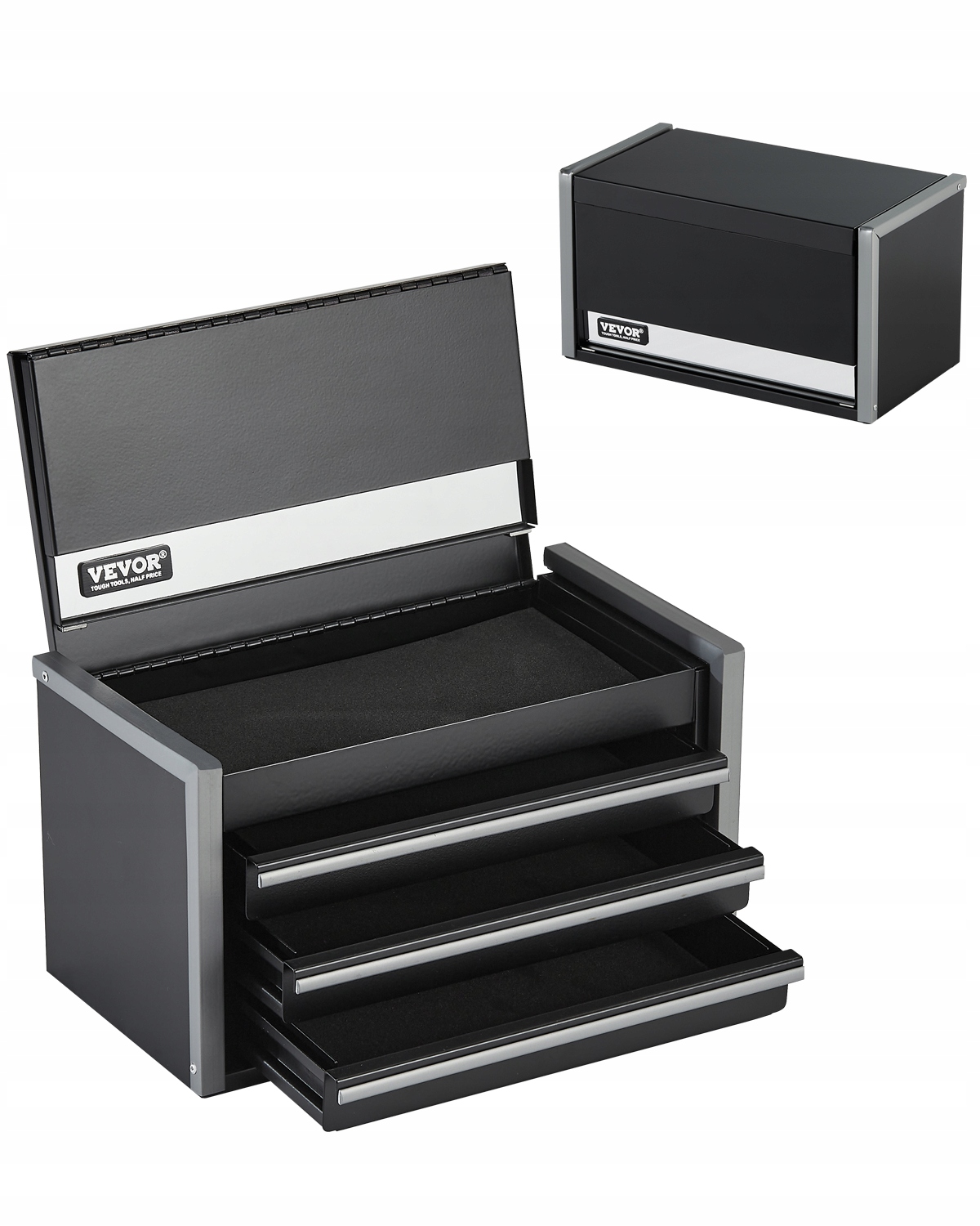 Prémiový Box Na Nářadí Vevor 218X118X120 MM, 3 Zásuvky, Černý