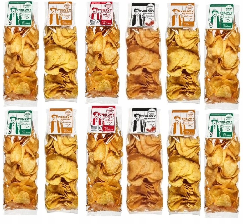 12x Cyrilovy Bramburky české chipsy 100g sada mix