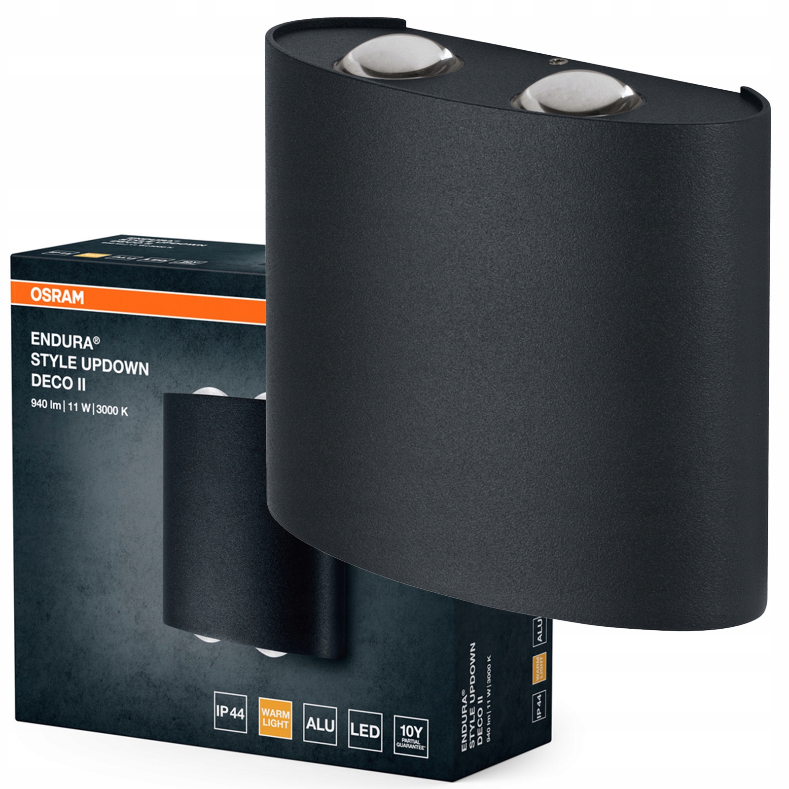 Záhradné nástenné svietidlo Vonkajšia Led lampa 10.5W 550lm 3000K šedá IP44 Endura