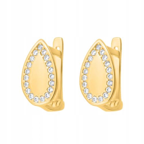 Elegantní zlaté Náušnice ve tvaru slzy 585 s kubickou zirkonií jako dárek