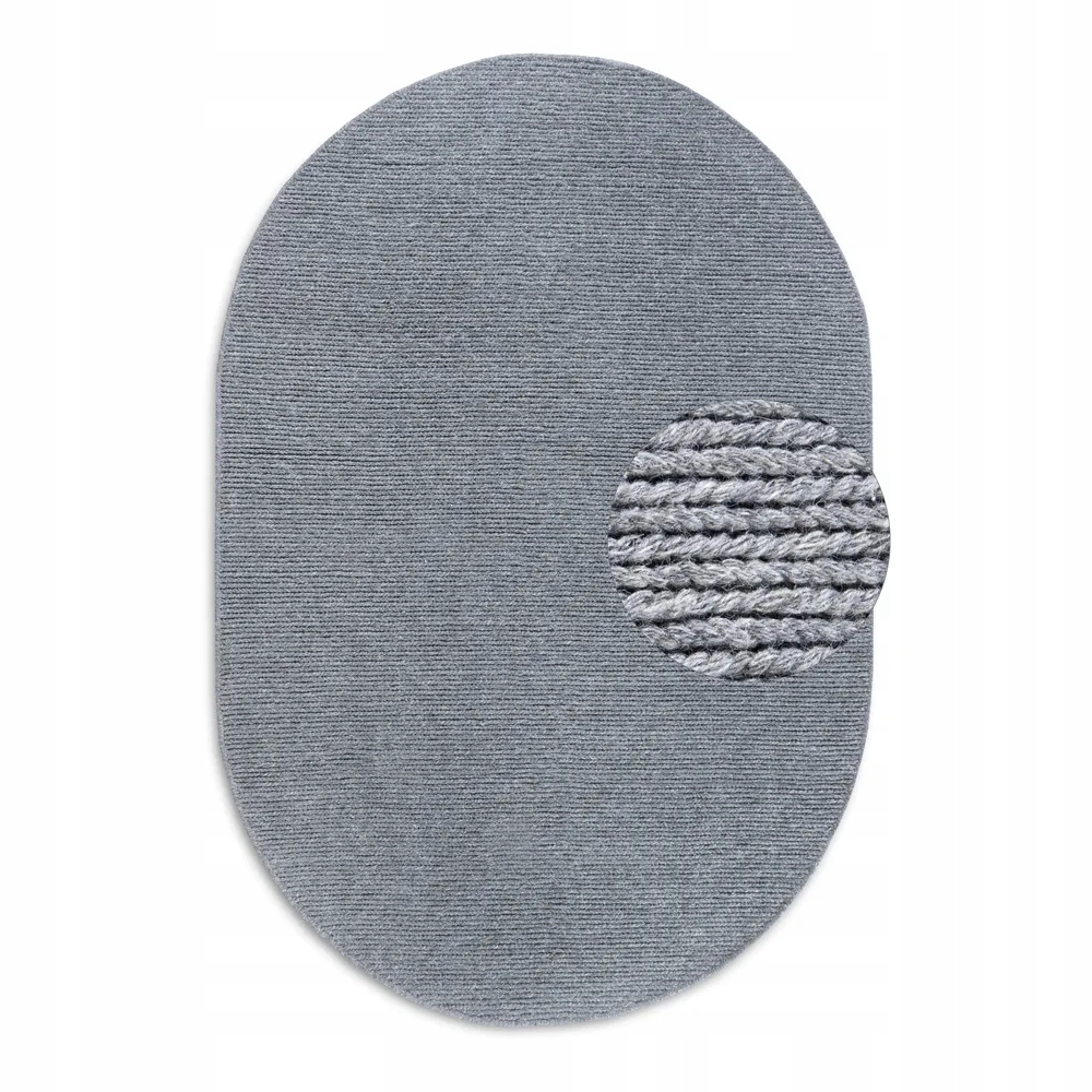 Oválny vlnený koberec 160 x 230 cm, ručne tkaný, sivý, jednofarebný