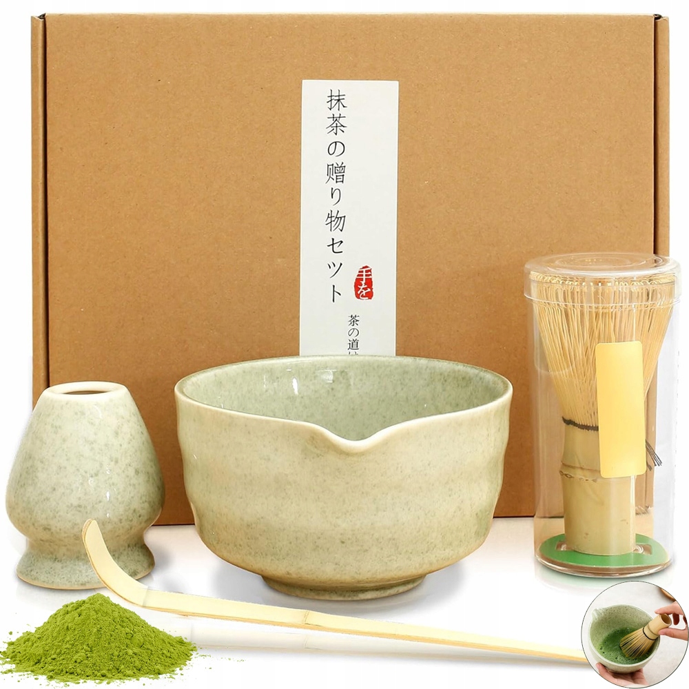 Levně Sada Nástrojů Pro Matchu S Miskou A Rukojetí Pro Šlehací Metlu, Lžící A Šlehací Metlou