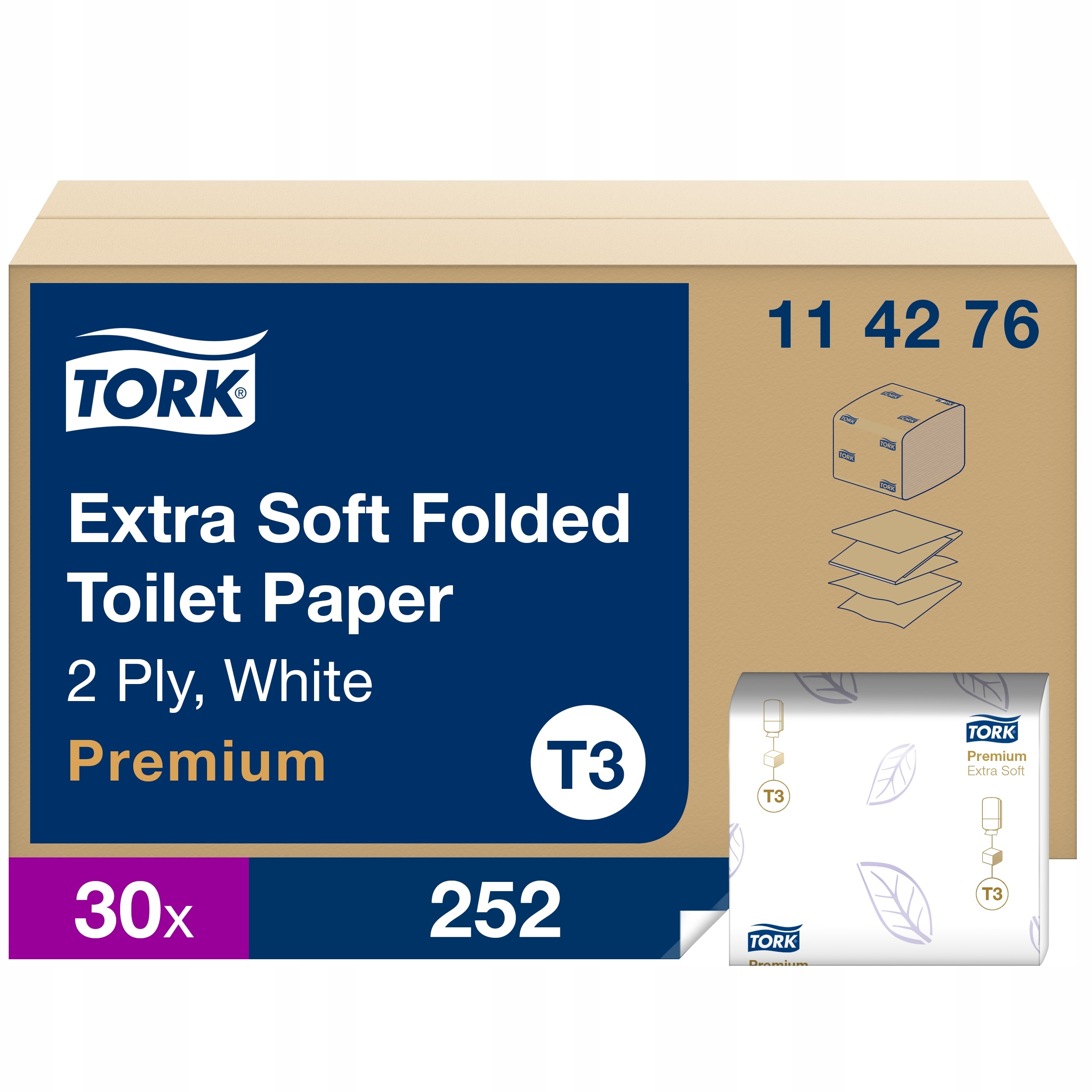 Tork 114276 Papier toaletowy T3 Bulk w składce, celuloza, miękki, biały