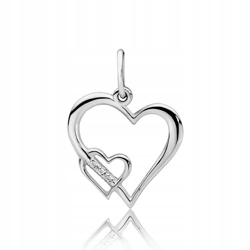 Zlatý přívěsek přívěsek srdce s diamanty Bílé zlato 585 Brilant 0.015 ct
