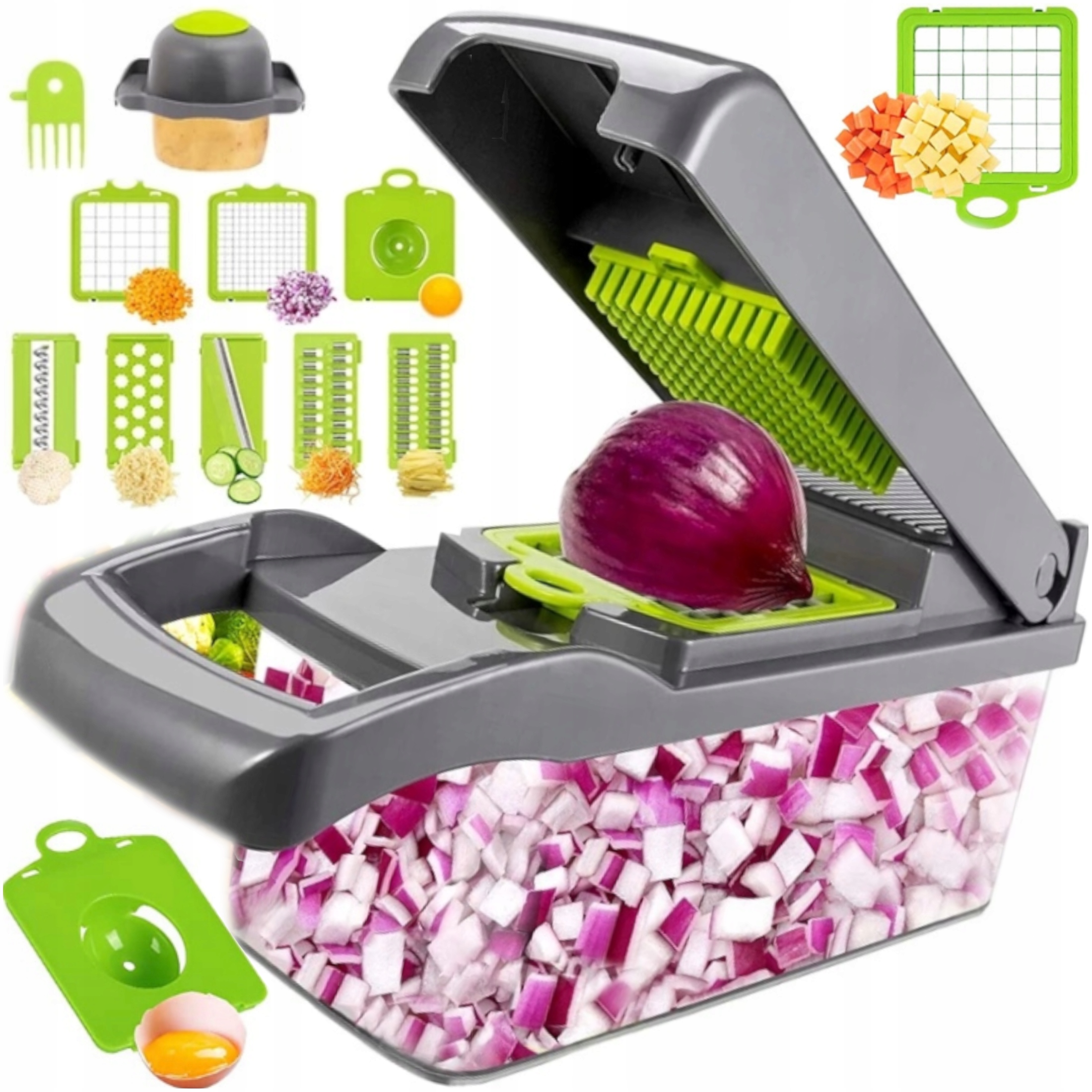 Kuchyňská kráječka Velké množství nástavců Solidní a módní 8v1