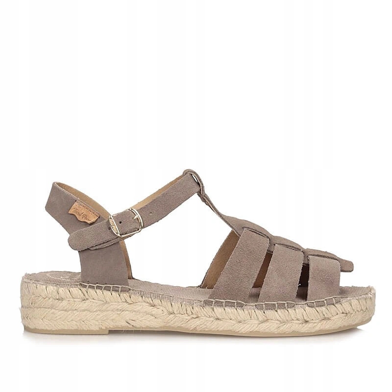 Dámské sandály Toni Pons Elena taupe béžové s espadrilkami na přezku