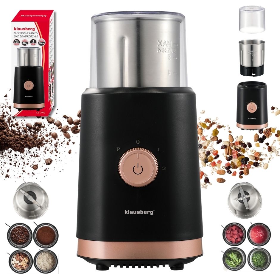 Elektryczny młynek 2w1 Klausberg KB7992 do kawy przypraw Owoców Warzyw 200W