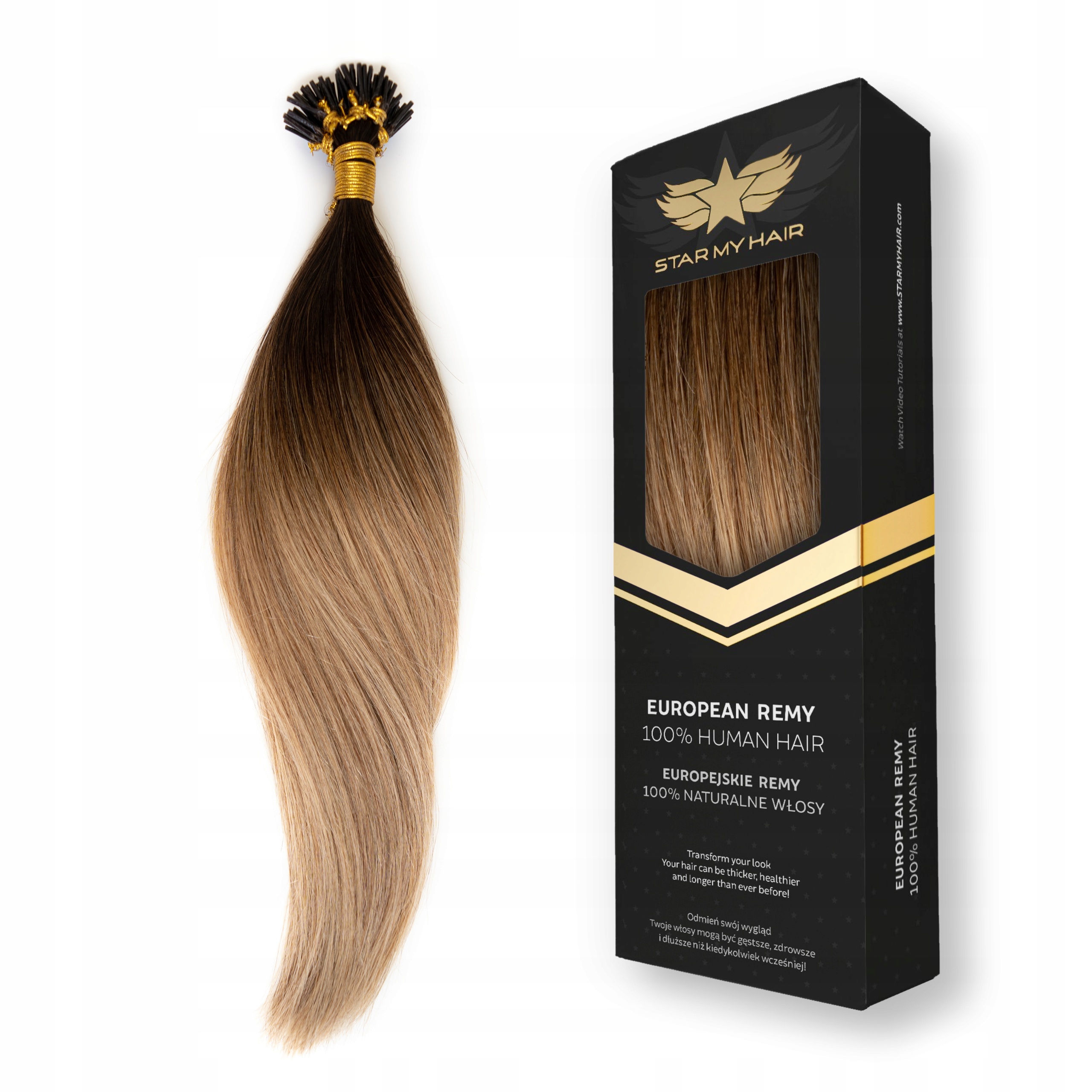 

Włosy naturalne Pasemka pod Ringi 40 45 cm Ombre
