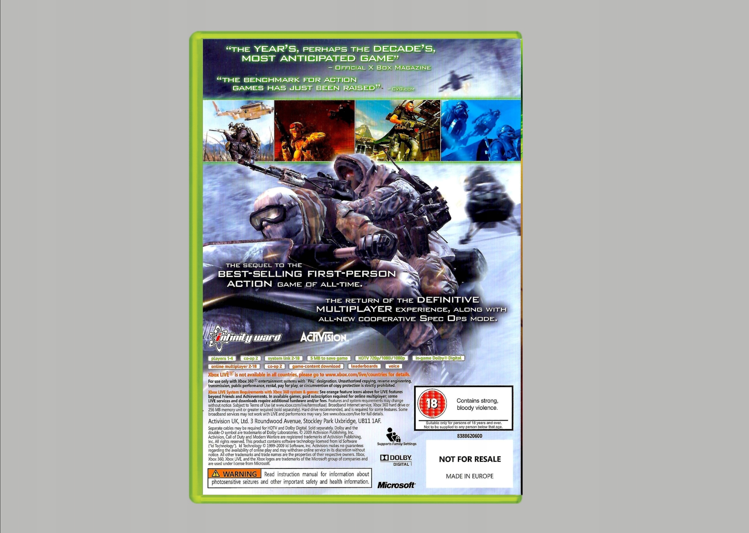 XBOX 360 CALL OF DUTY MODERN WARFARE 2 MW2 łap za KARABIN i poznaj WOJNĘ Tematyka gry akcji