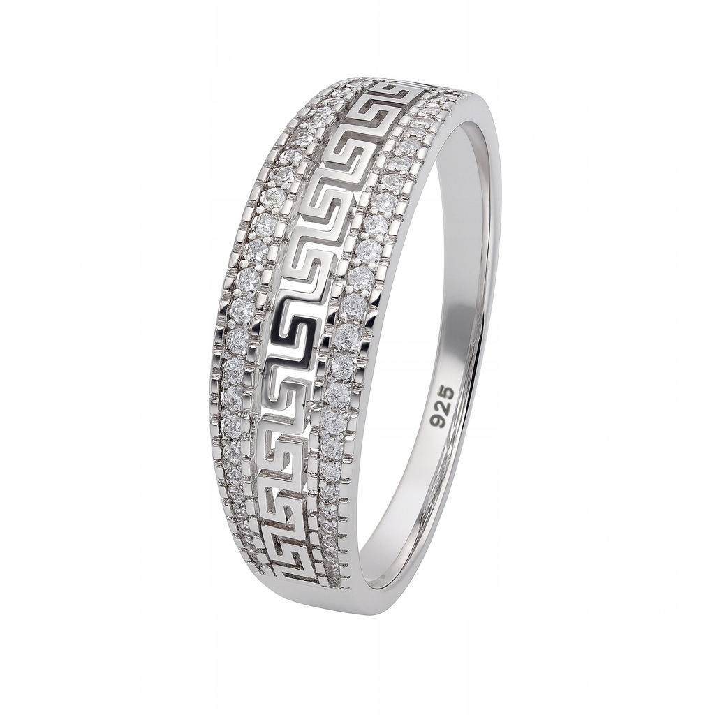 Stříbrný Prstýnek Ag 925 rhodiovaný s řeckým vzorem a kubickou zirkonií IM0380925RR Vel. 12