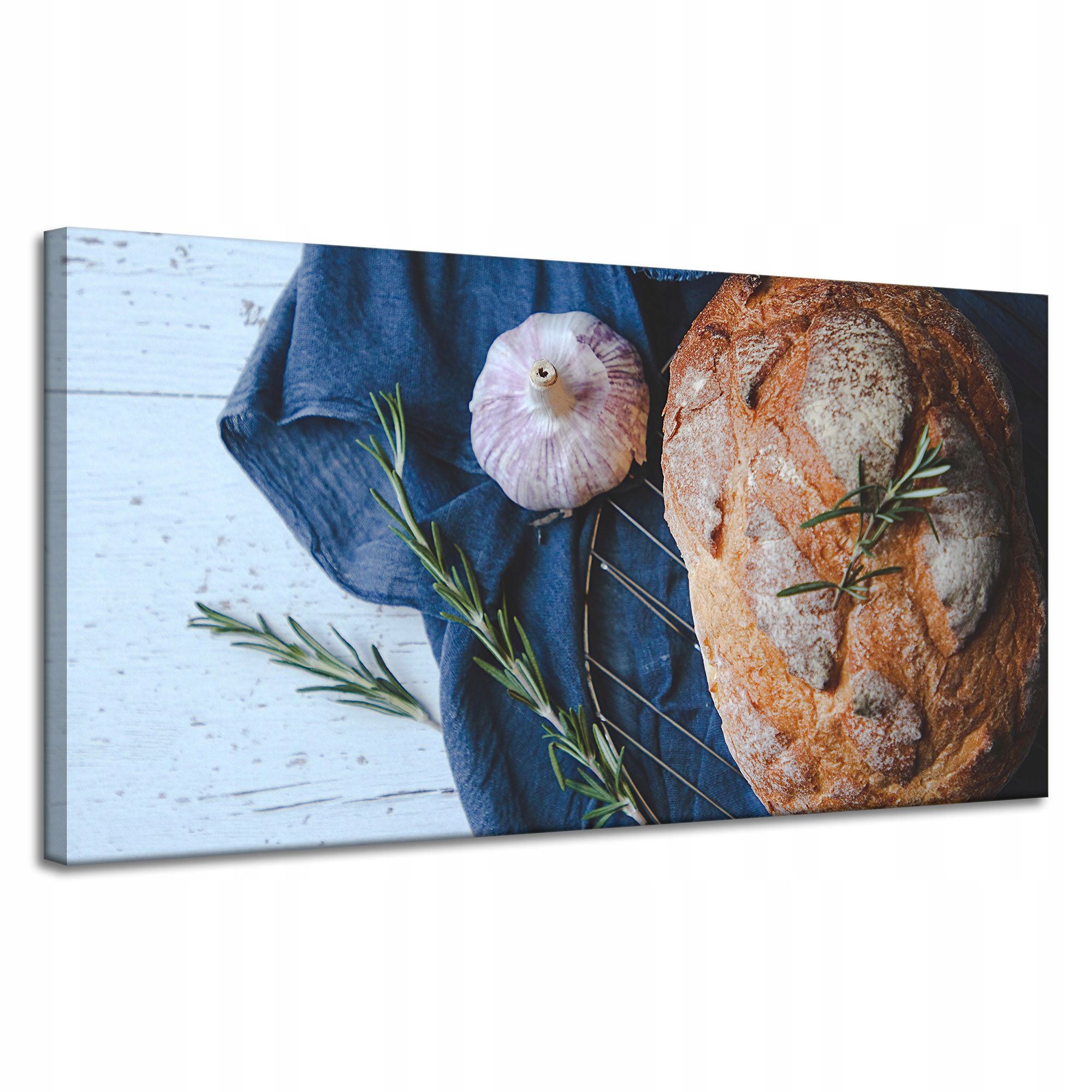 Obraz na plátně Chléb Česnek Snídaně Rozmarýn Vintage 120x60