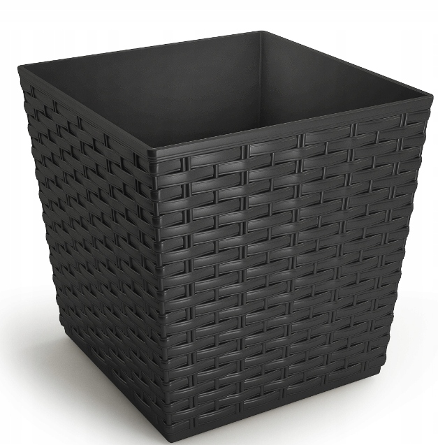 Doniczka donica osłonka RATTAN 21x 21 cm tworzywo sztuczne czarna