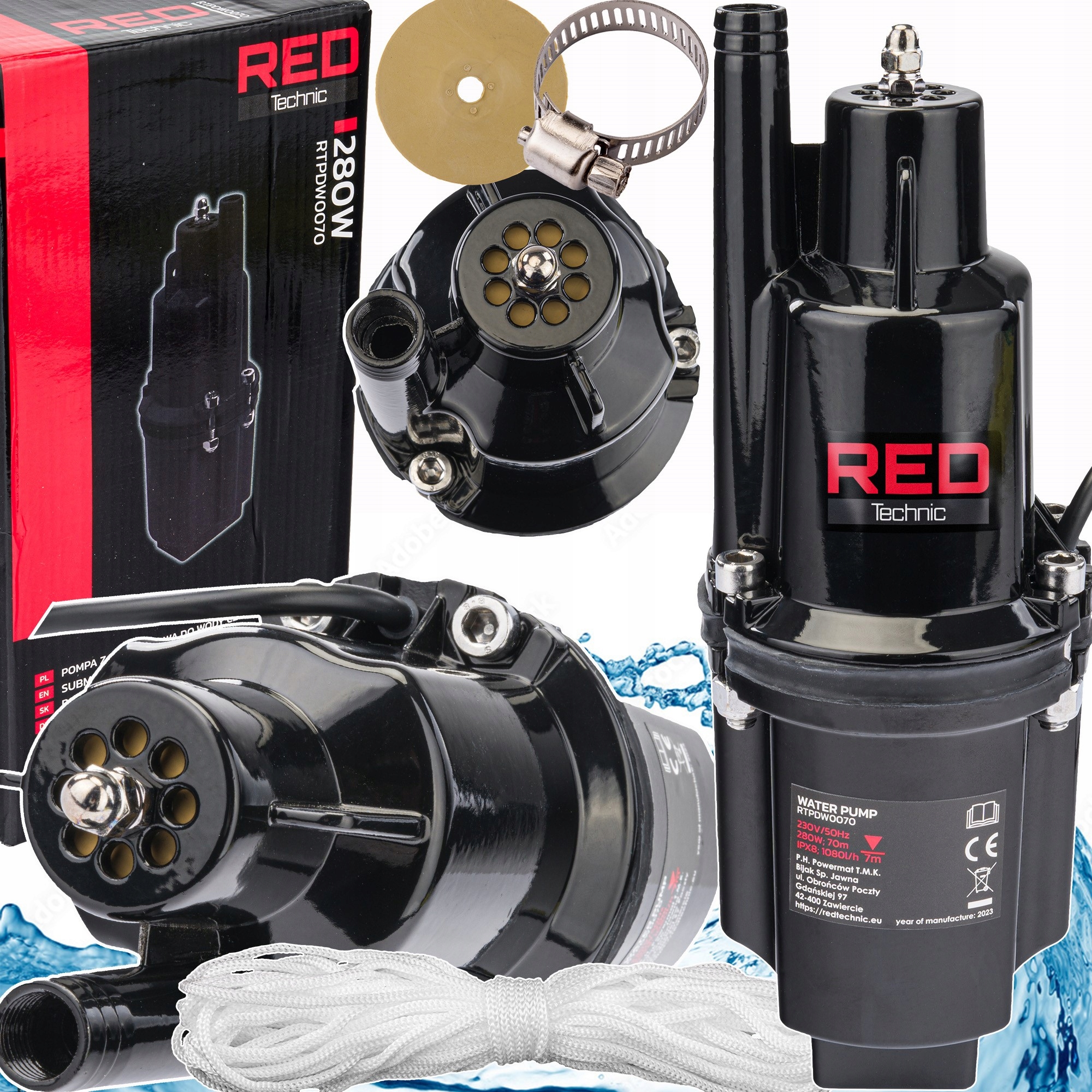 Pompa Membranowa Zanurzeniowa Górnossąca Do Wody Studni 1080 l/h Głębinowa