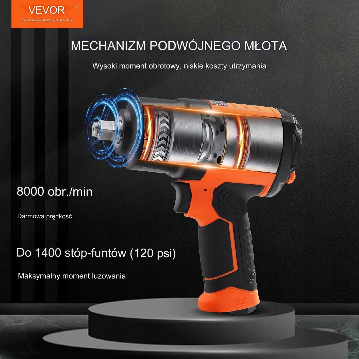 Klucz udarowy pneumatyczny 6000RPM Pojemność akumulatora 0 Ah