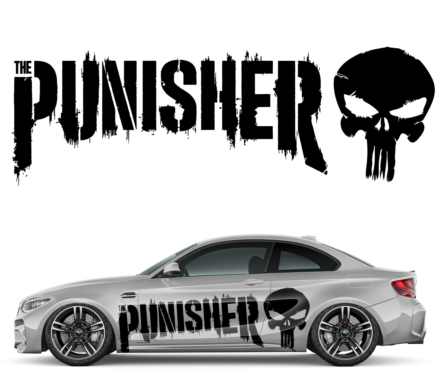 Наклейка на автомобиль The PUNISHER 214 см x 77 см