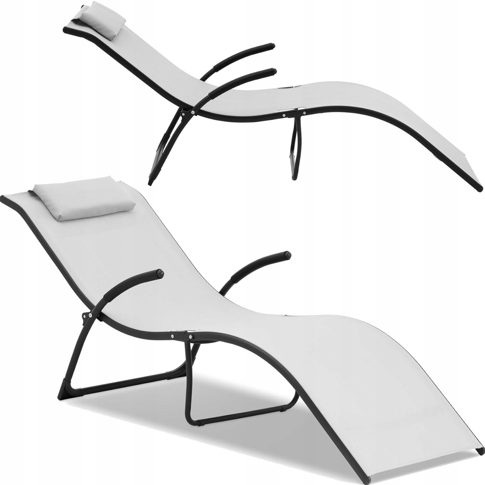 Ležadlo S Opierkou Hlavy, Regulovateľné, 160 Kg, Šedé