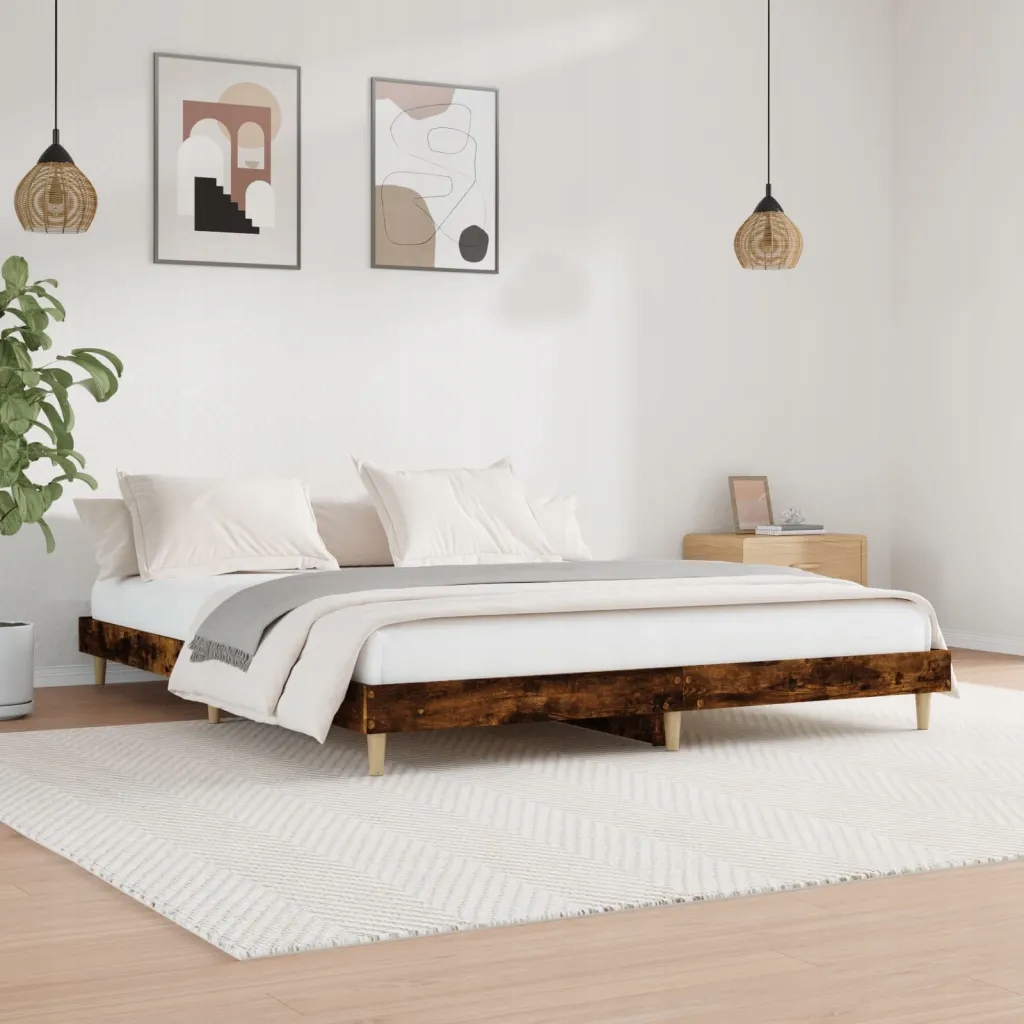 Rám postele bez matrace kouřový dub 140x200 cm kompozitní dřevo Hnědá 83204