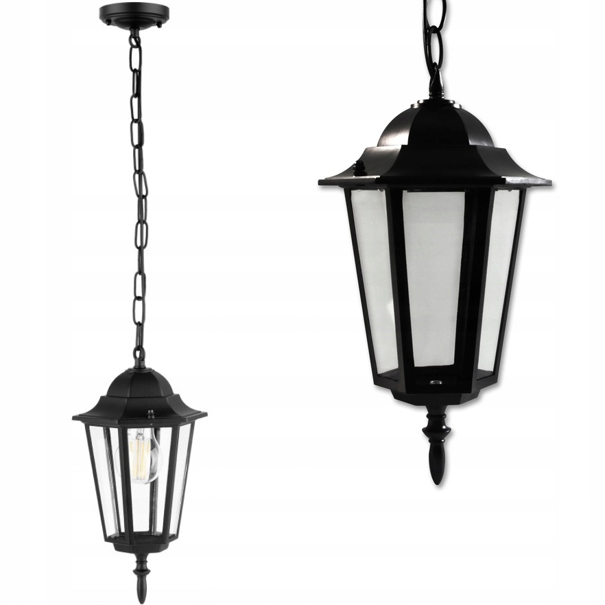 

Lampa Ogrodowa Wisząca Zewnętrzna Alu+szkło E27
