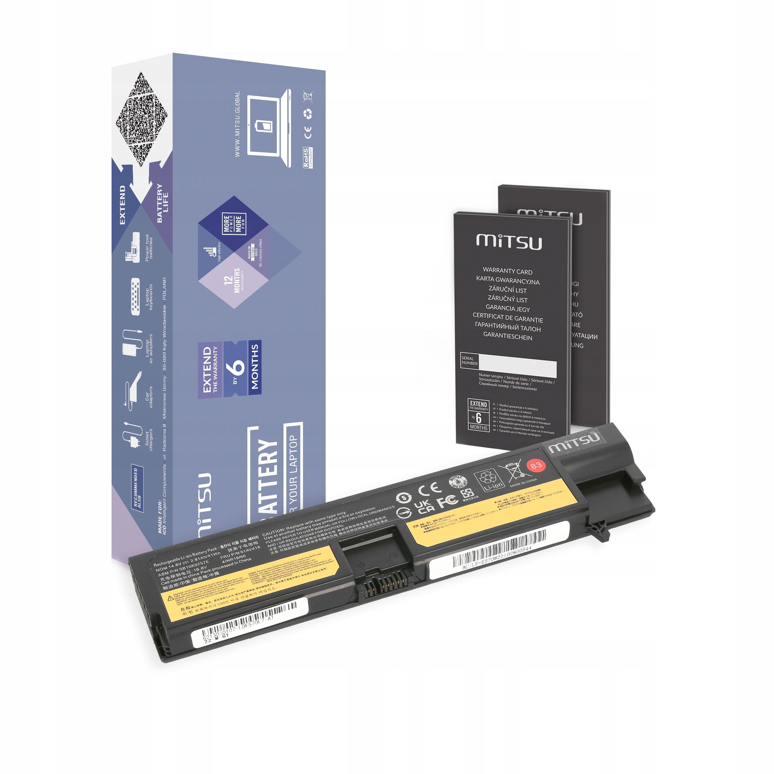 Bateria 01AV418 do Lenovo ThinkPad E570 20H5 E575