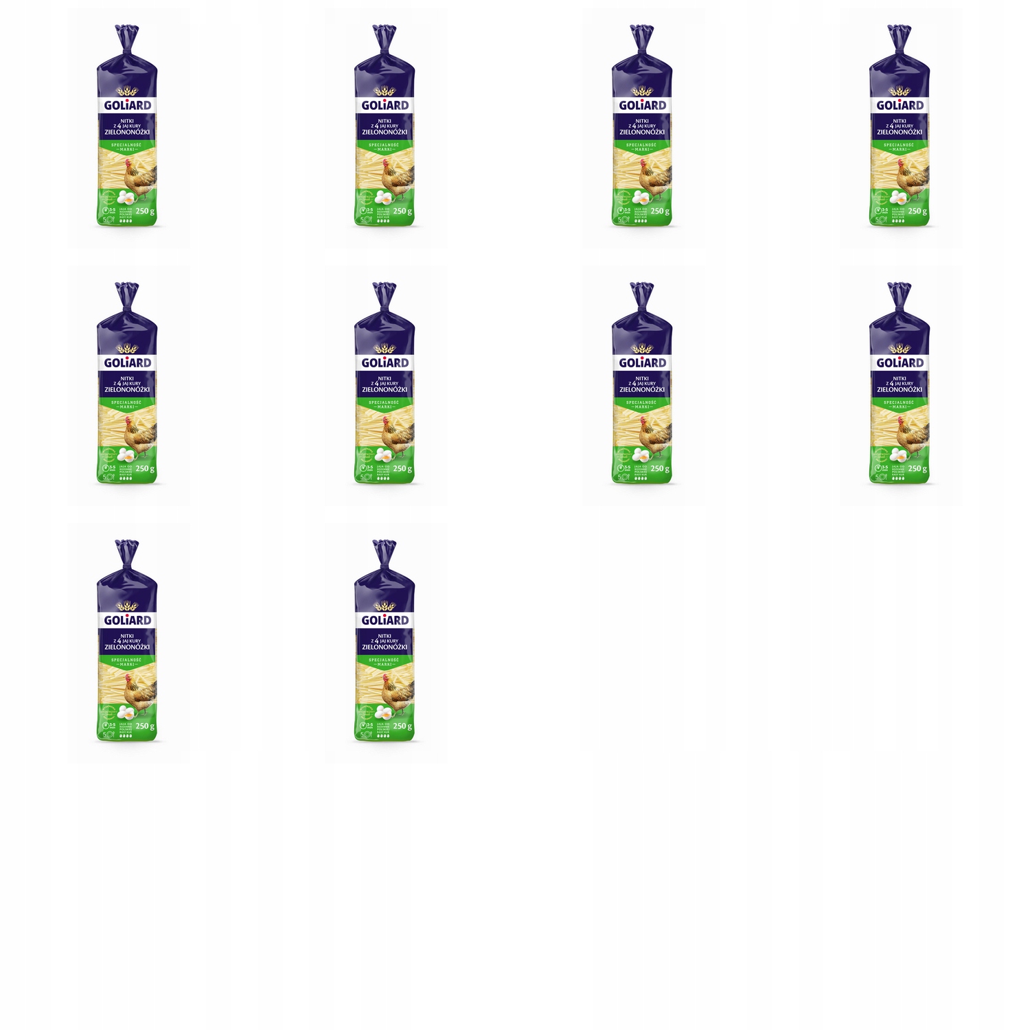 Levně 10 x 250 g Goliard těstoviny nitka 4-vajíčka zelená Karton