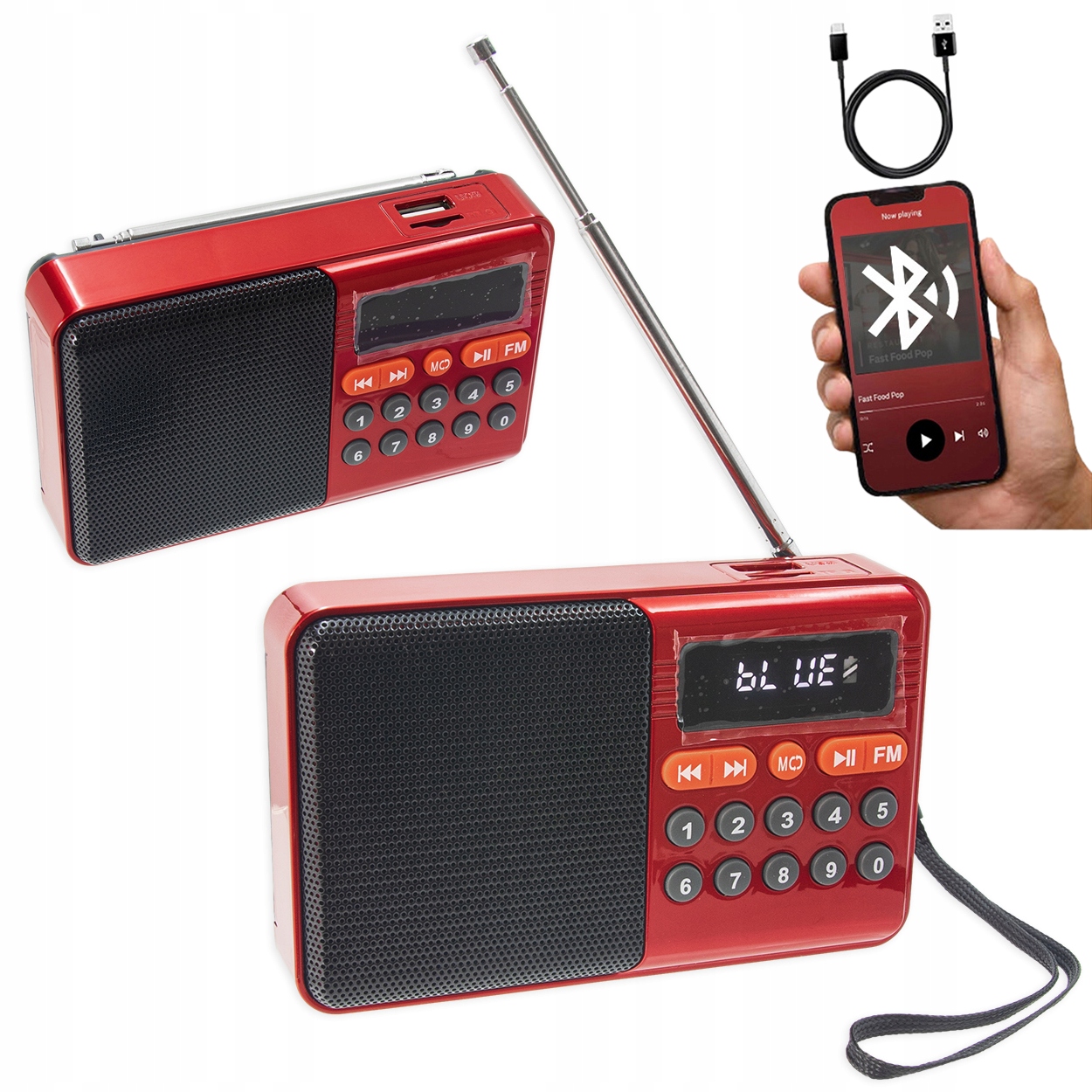 Mini rádio na stavbu Fm Bluetooth Přenosné na akumulátor
