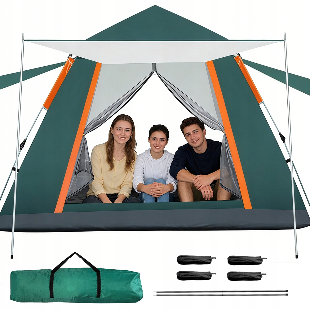 Stan s dvojitou vrstvou Bedee pro 3-4 osob, kopulovitý Pop-up se síťkou